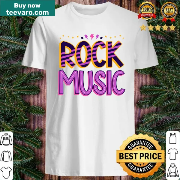 Illustrative rock music shirt with iconic symbols