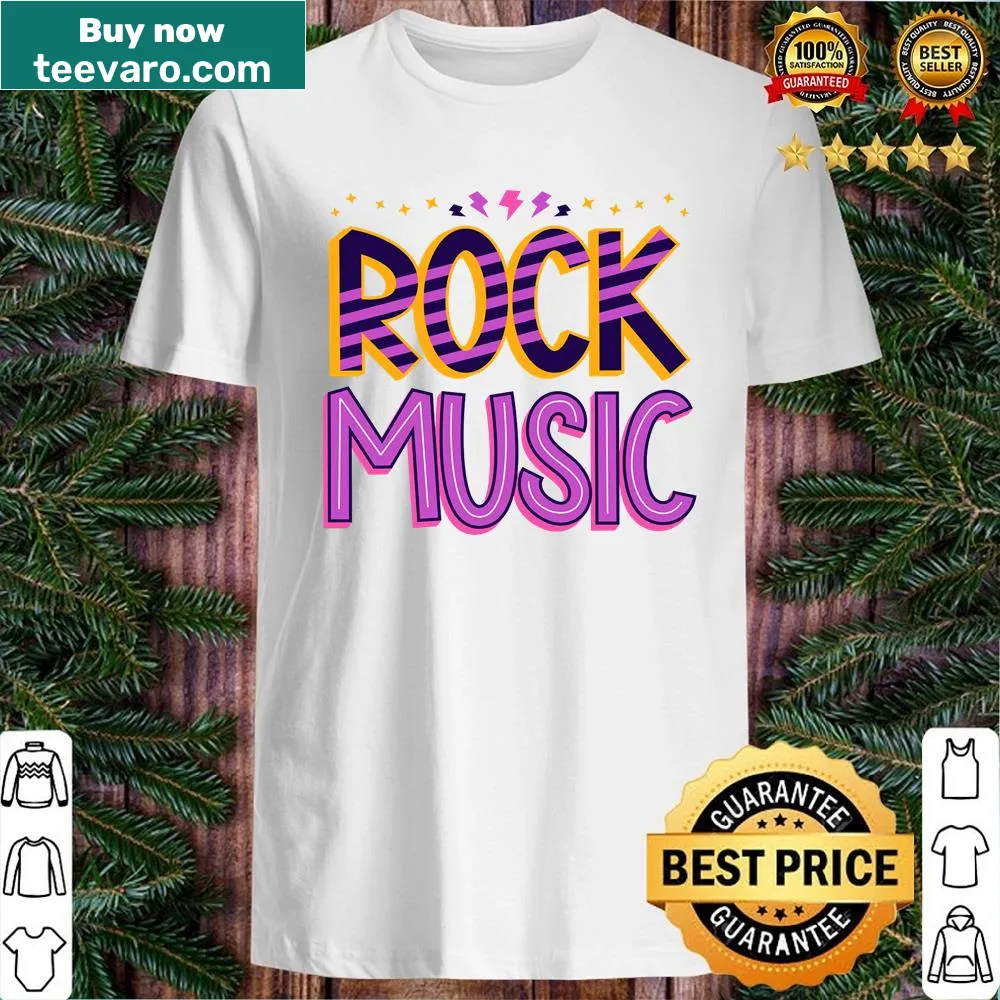 Illustrative rock music shirt with iconic symbols