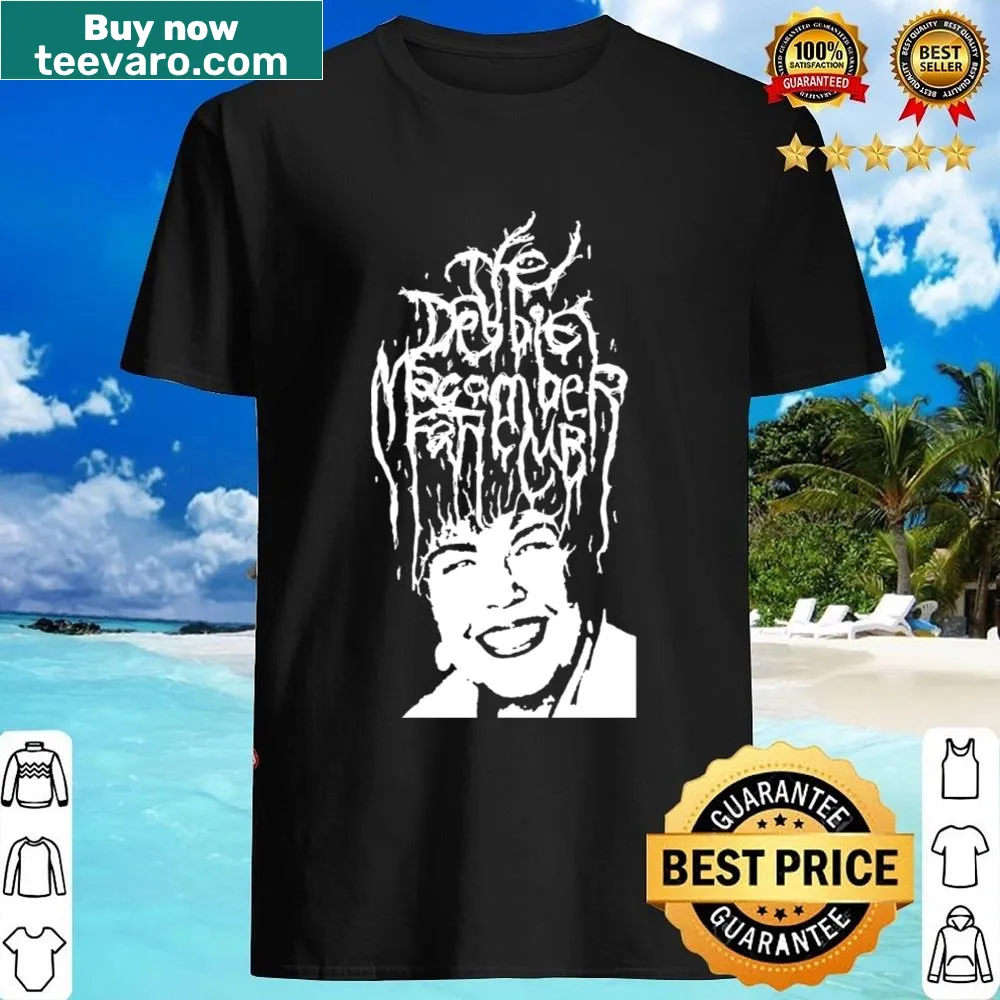 Shirt with a humorous fan club logo blending Debbie Macomber and death metal themes