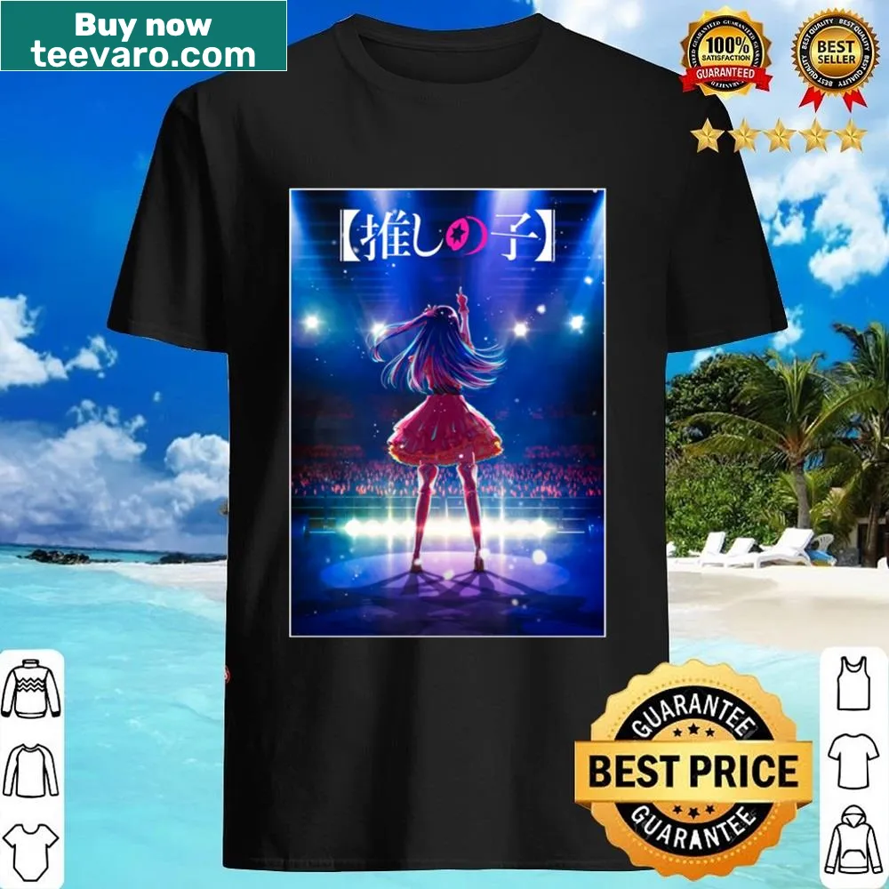 Cartoon-style design inspired by Oshi No Ko on a t-shirt