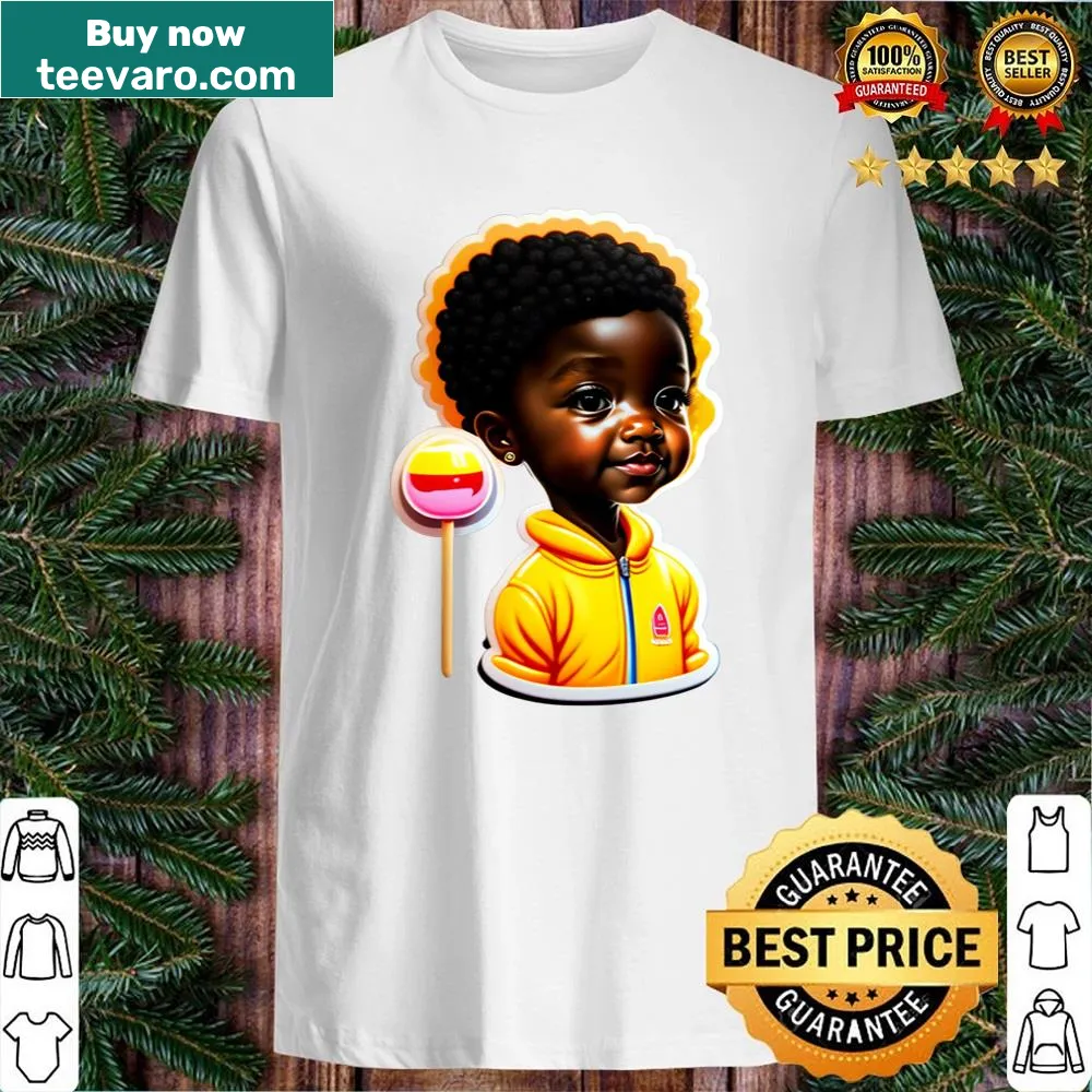 Cartoon graphic of a black kid with a lollipop