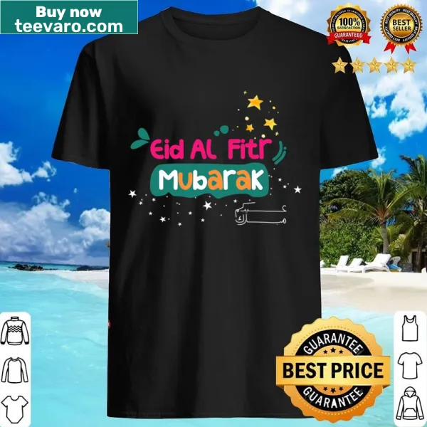 Eid Al Fitr Mubarak shirt with warm greetings and illustration