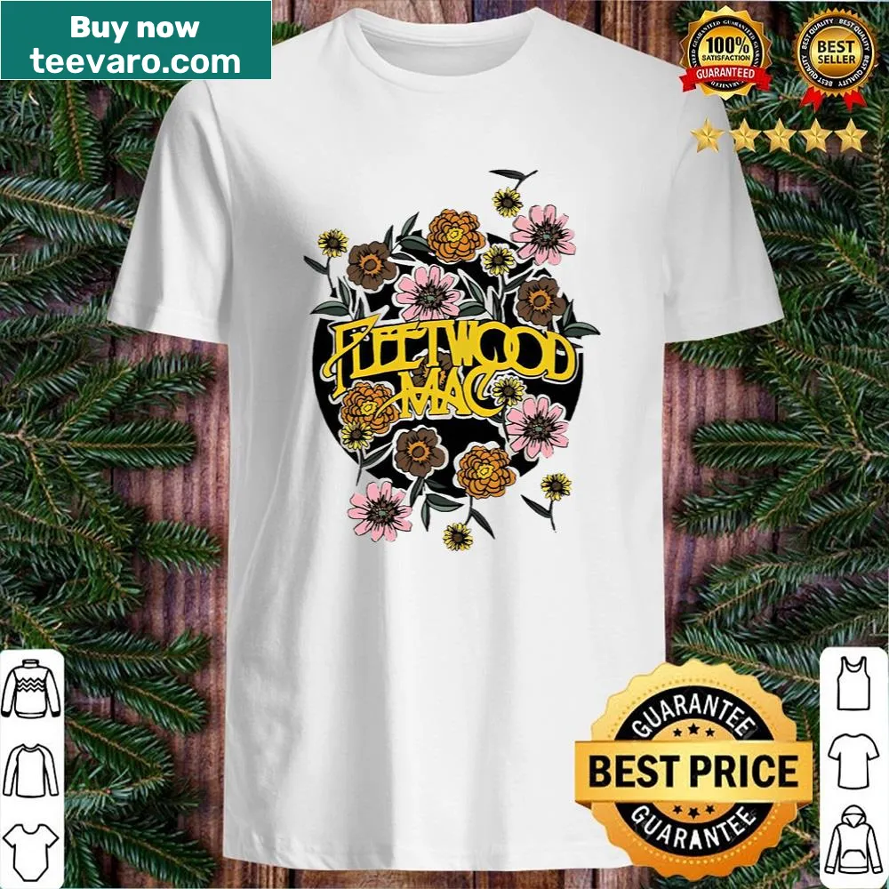 Vintage-style Fleetwood Mac band graphic tee with floral design