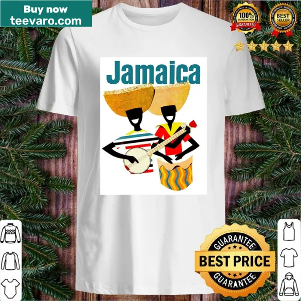 Vintage travel shirt featuring Jamaica-inspired graphics