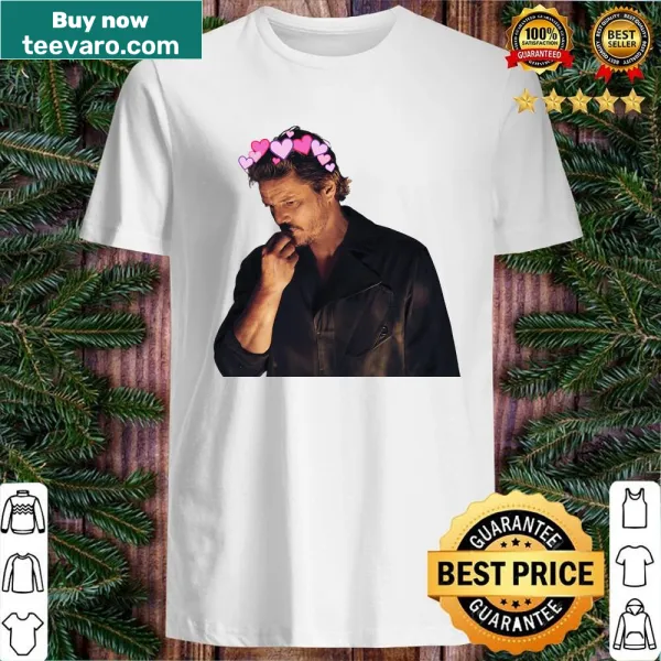 Cute shirt featuring Pedro Pascal's crown and pink hearts illustration