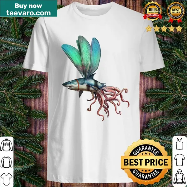 Illustration of a Sharktopus, a shark-octopus hybrid, on a shirt
