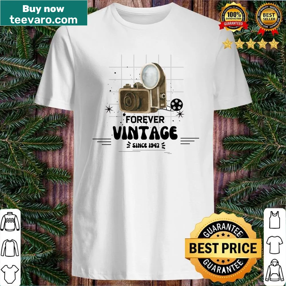 Minimalist vintage camera graphic on a T-shirt.