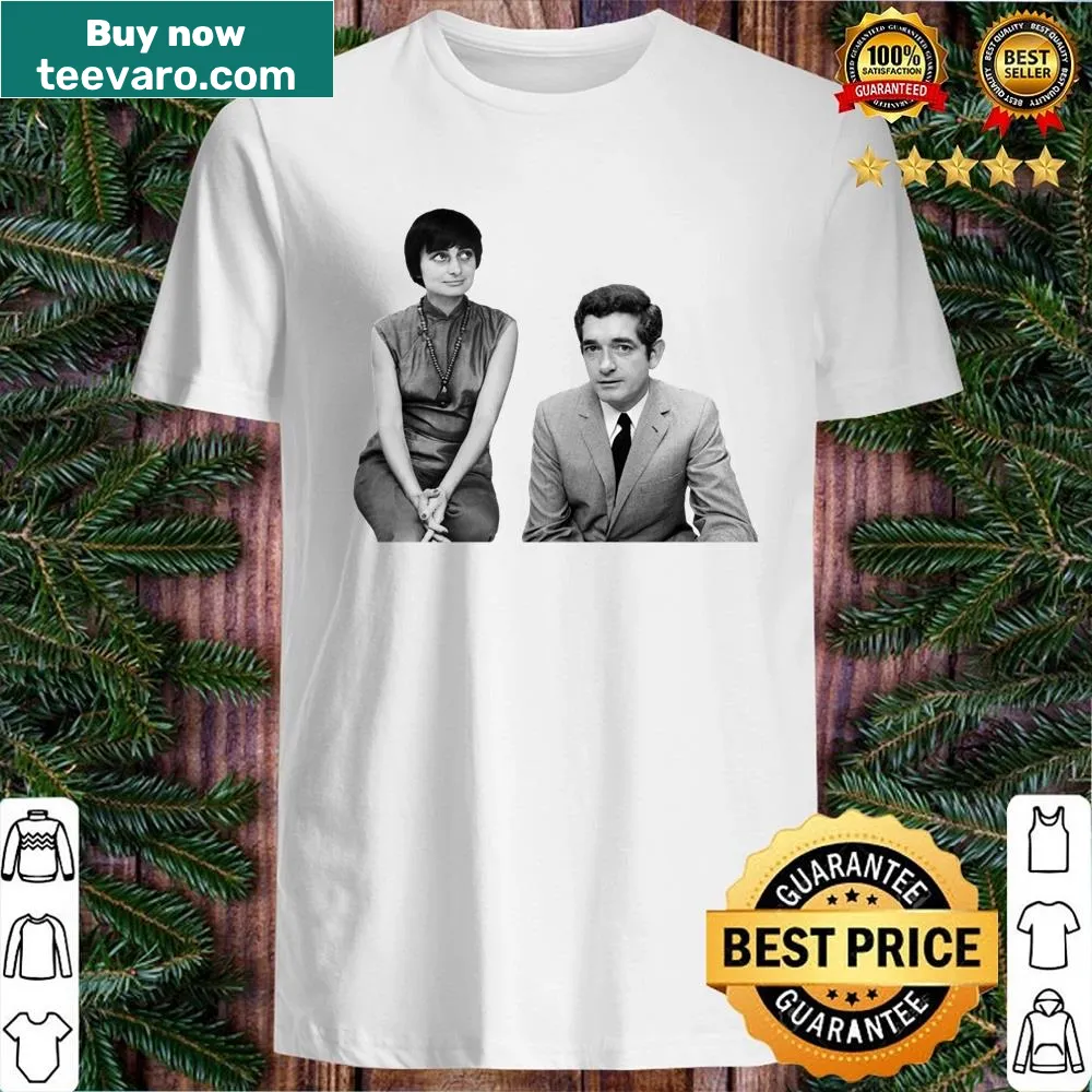 Graphic honoring Agnes Varda and Jacques Demy on shirt