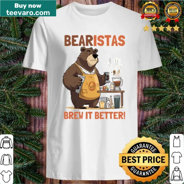 Humorous shirt featuring bear design and coffee reference