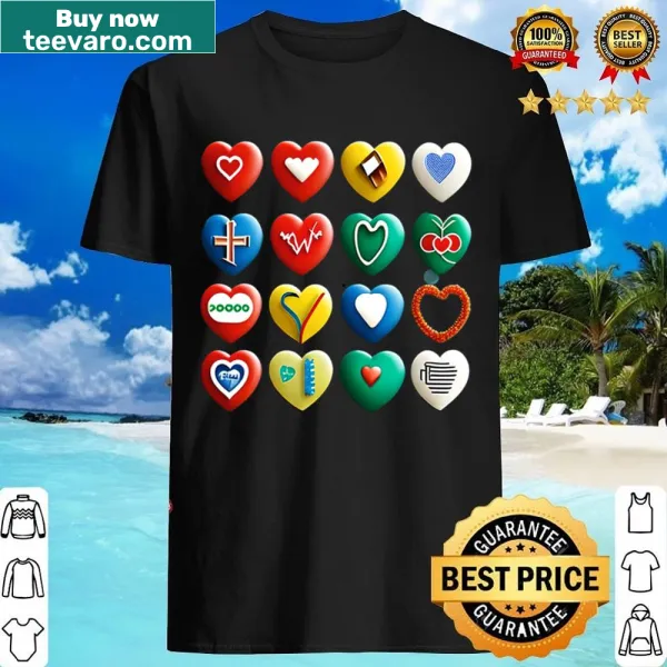 Playful text graphic on a love-themed shirt
