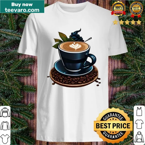 Cute coffee cup illustration on a casual shirt