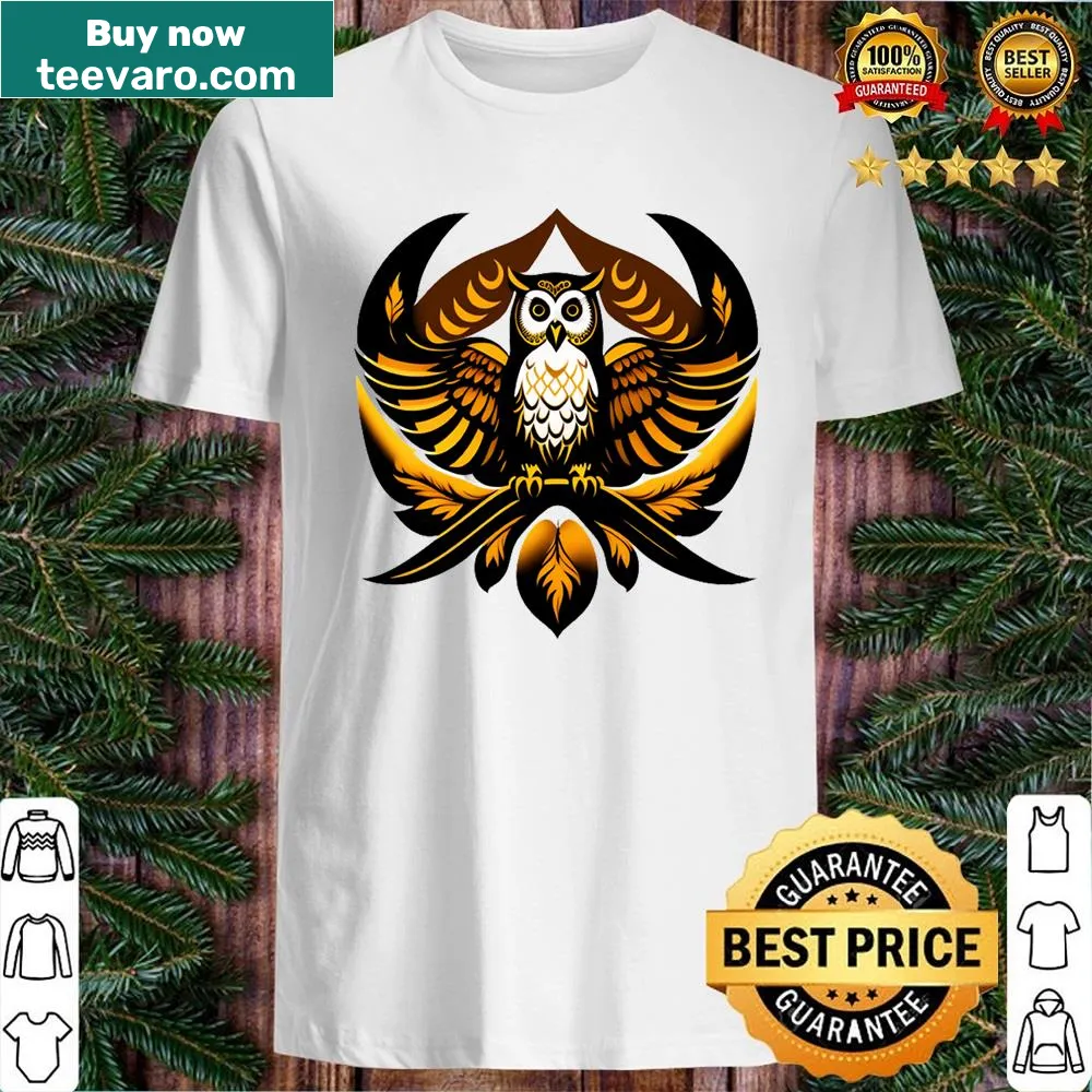 Shirt featuring a charming owl sticker badge design