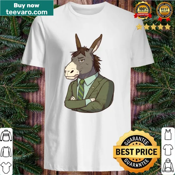 Cartoon t-shirt featuring a donkey in a dapper suit