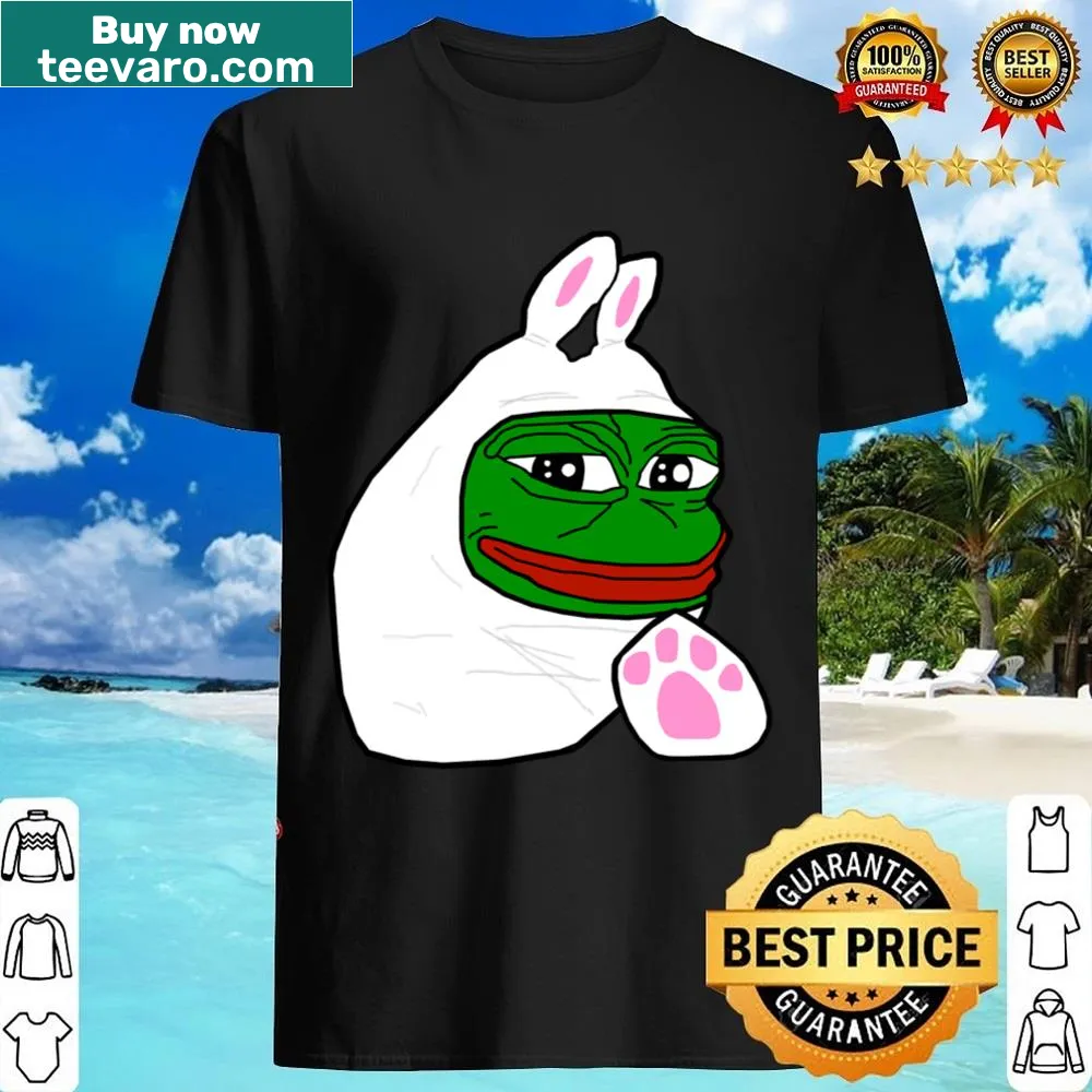 Cartoon Pepe as an Easter Bunny on a fun holiday shirt