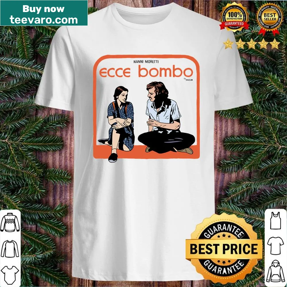 Minimalist typography shirt featuring the phrase Ecce Bombo by Nalsco