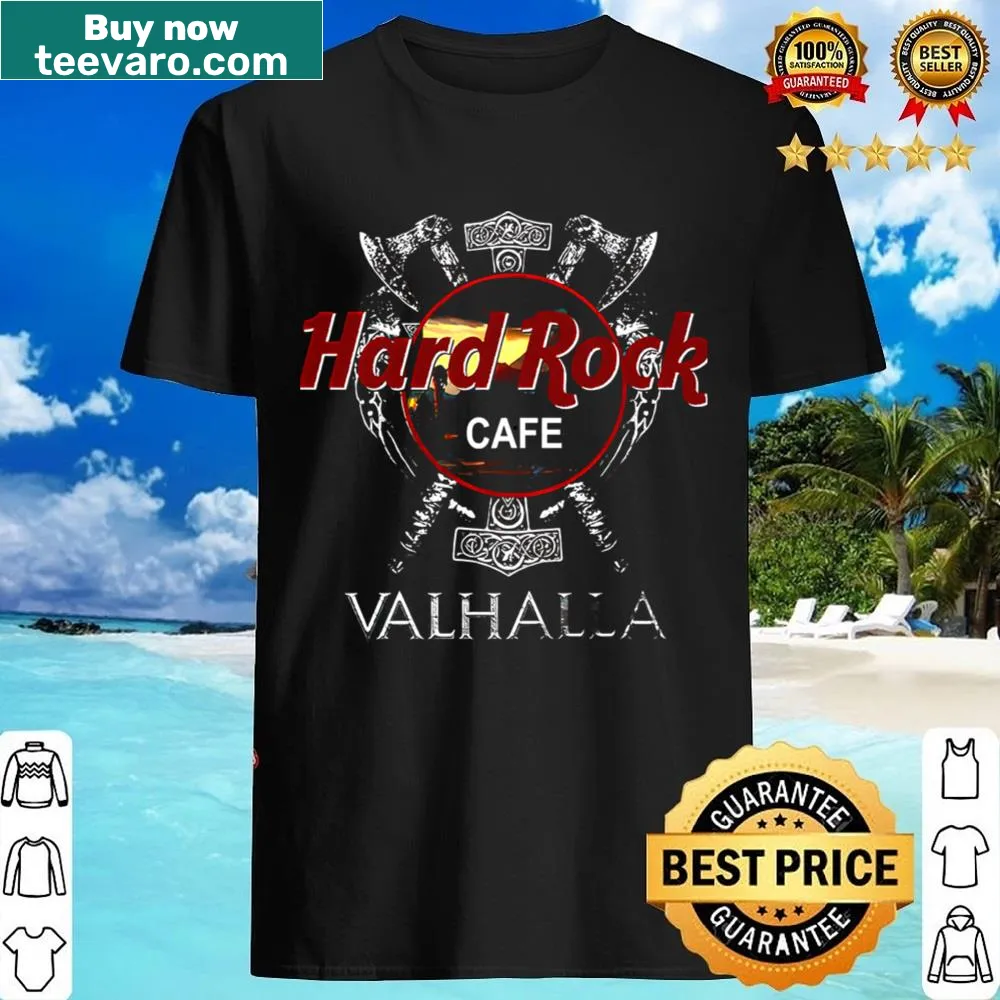 Badge emblem design for Hard Rock Cafe Valhalla on a shirt