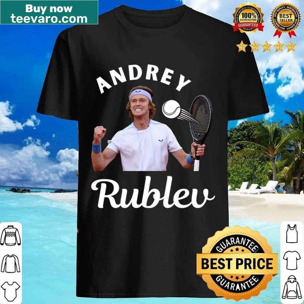 Illustration of tennis theme on Andrey Rublev shirt