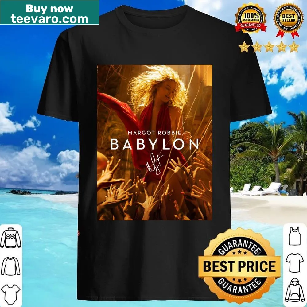 Illustration of Margot from Babylon 2022 with her signature on the shirt