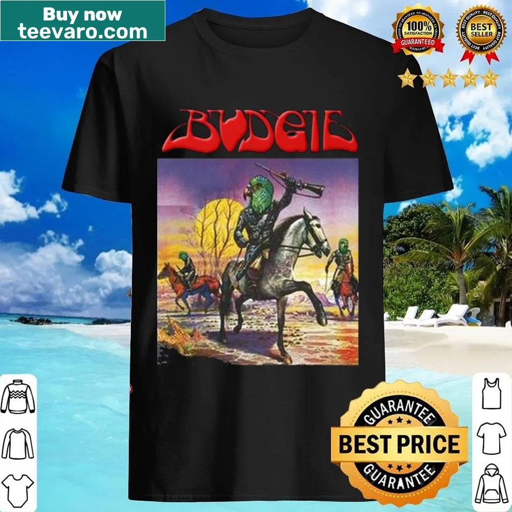 Playful T-shirt with a band of cartoon budgies