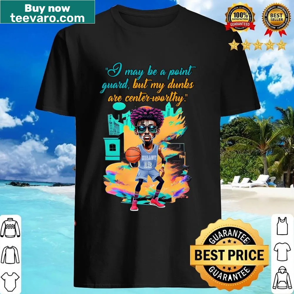 Playful cartoon design of Ja Morant on a shirt.