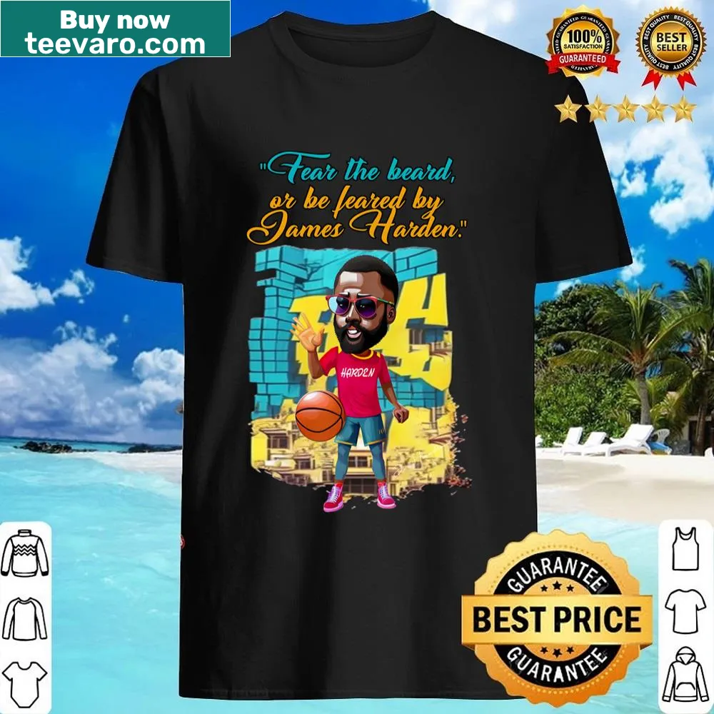 Cartoon-style James Harden bubblehead graphic shirt