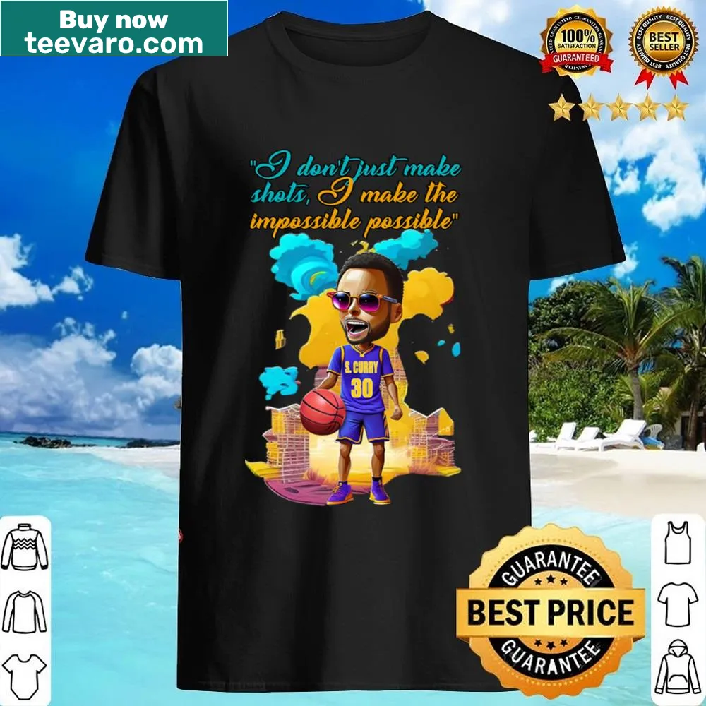 Illustrated bubblehead of Steph Curry on a basketball shirt