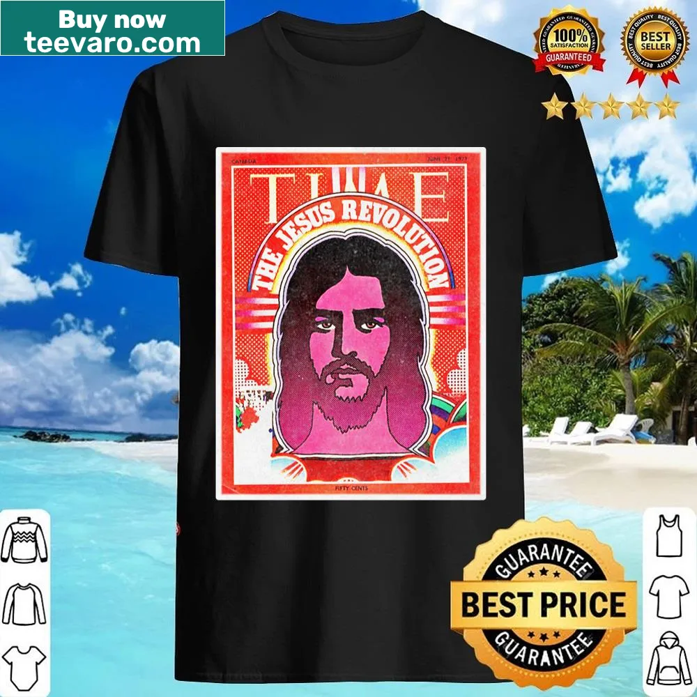 Shirt featuring a vintage magazine cover design of the Jesus Revolution.
