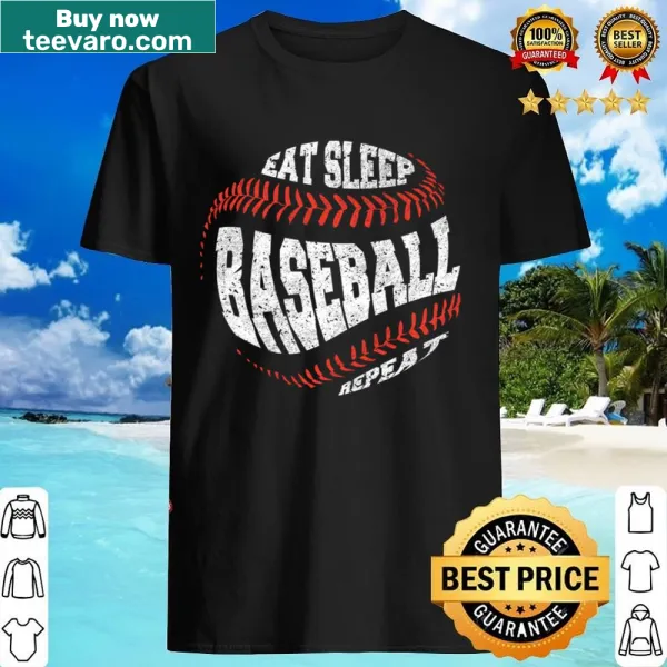 Eat Sleep Baseball Repeat shirt with bold typography design