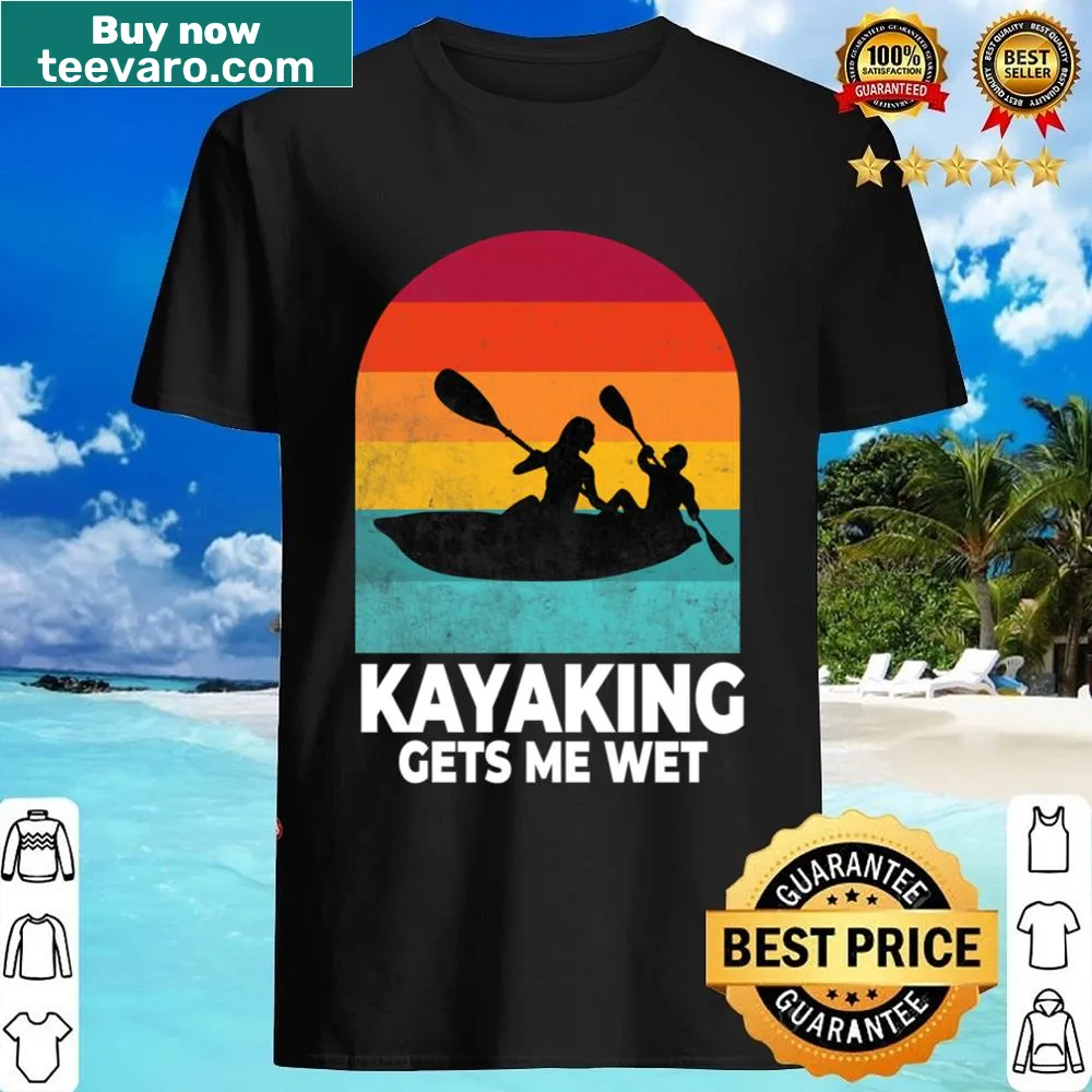 Vintage-inspired shirt with kayaking graphic and playful text