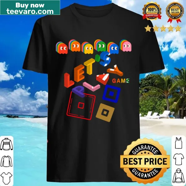 T-shirt featuring the phrase 'Let's Play Game' in playful typography