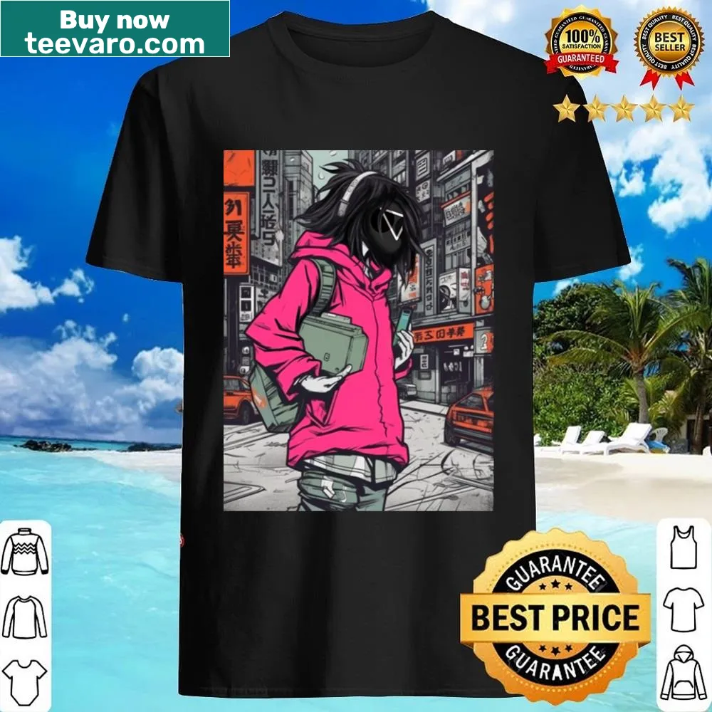 Triangle Masked Man from Squid Game in an illustrated shirt