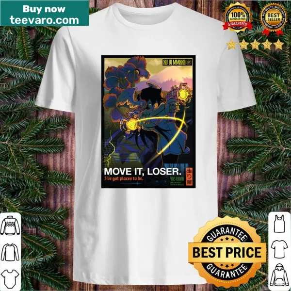 Cyberpunk-themed anime illustration on poster-style shirt