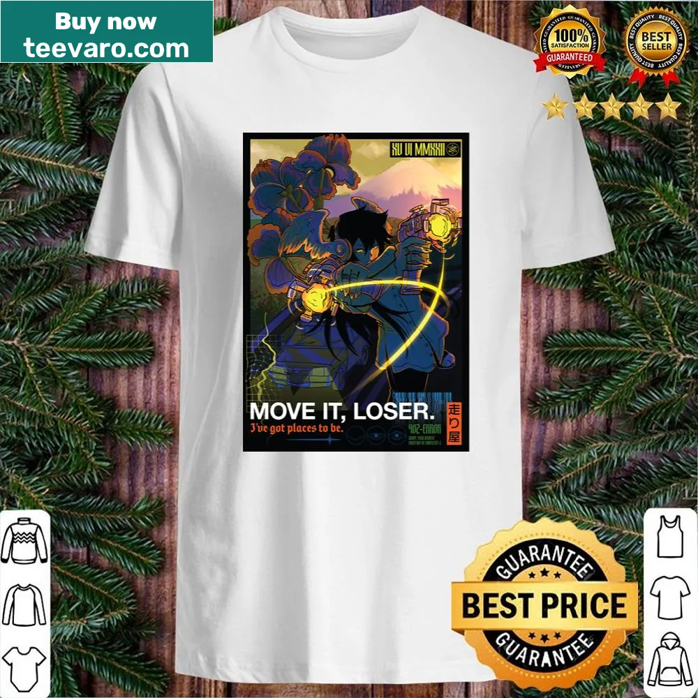 Cyberpunk-themed anime illustration on poster-style shirt