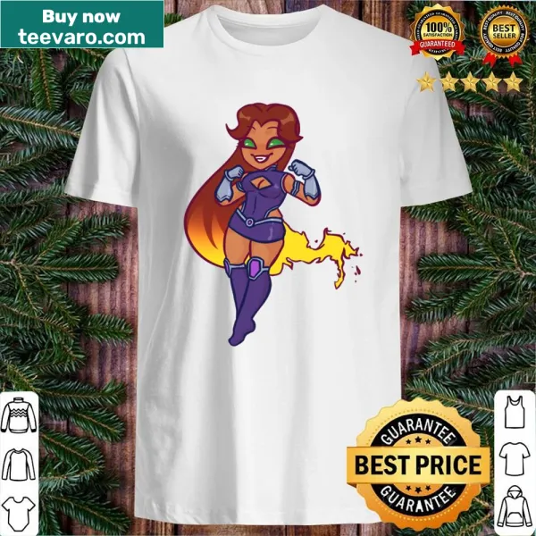 Cute chibi illustration of Starfire on a t-shirt