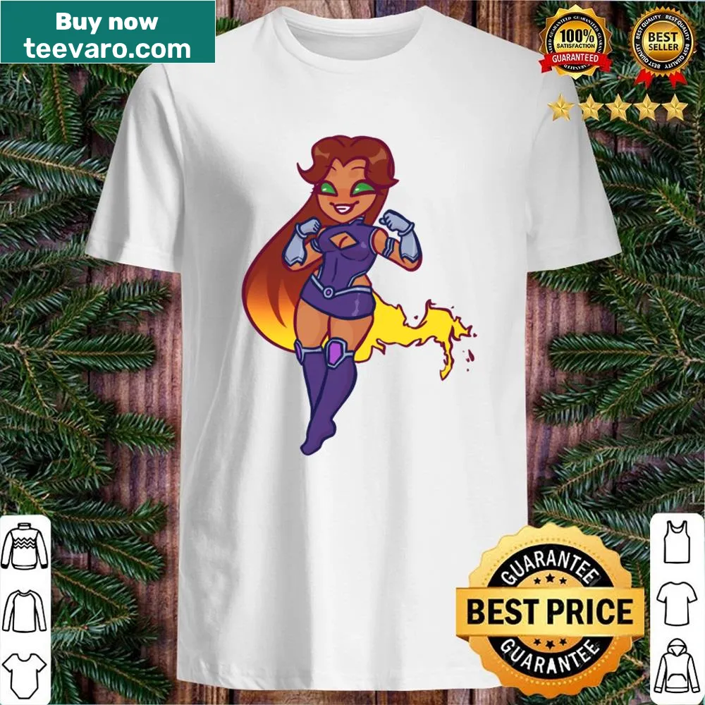 Cute chibi illustration of Starfire on a t-shirt
