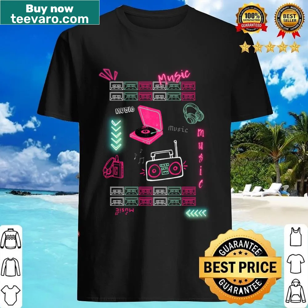 Shirt featuring the phrase 'Everything Music' in a bold design.
