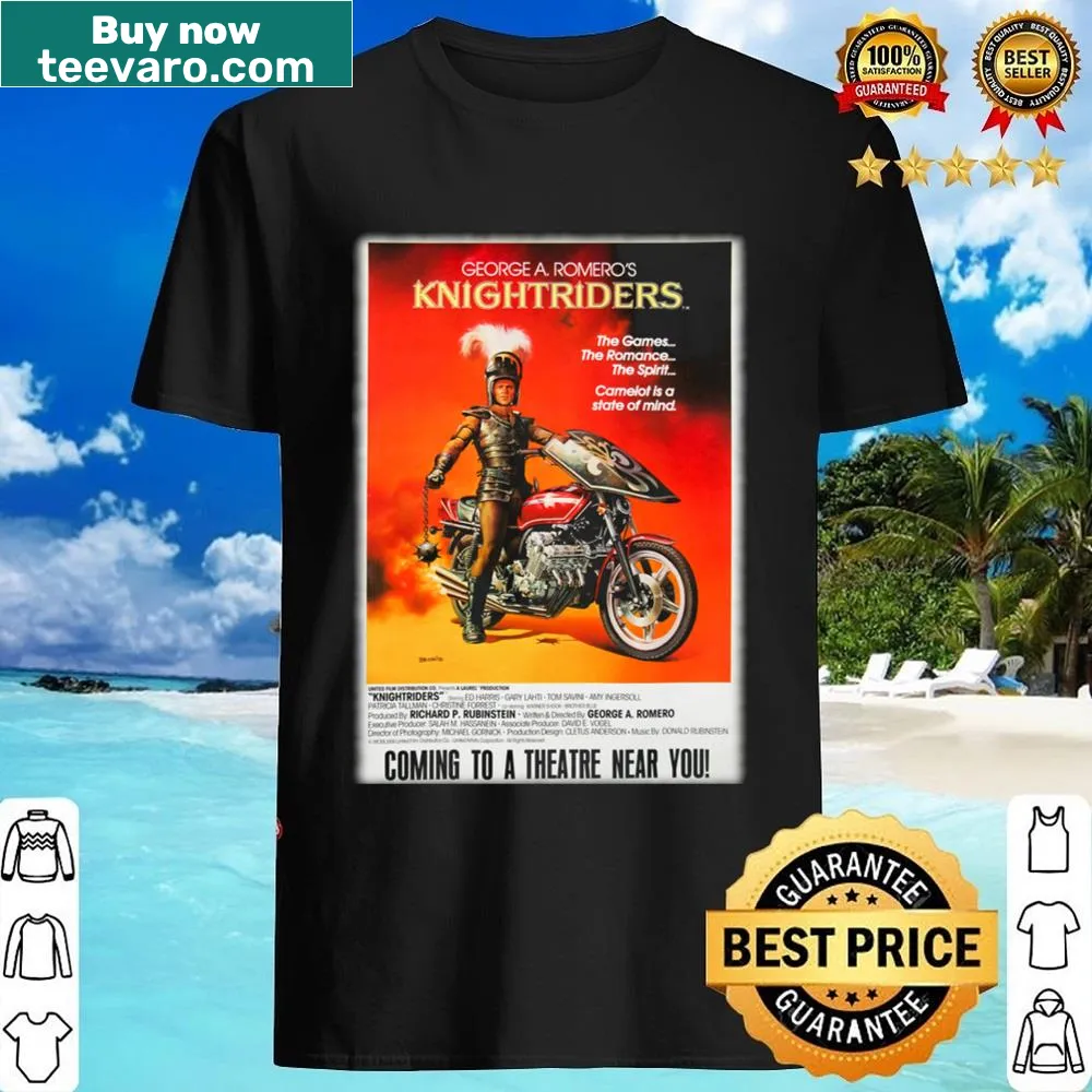 Vintage-style t-shirt inspired by Knightriders movie poster art