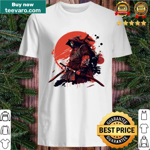 Graphic of a samurai with a rising sun backdrop