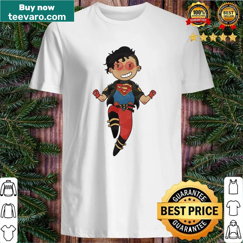 Illustrated shirt featuring Superboy, embodying youthful superhero charm