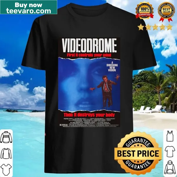 Graphic shirt inspired by the movie Videodrome with abstract design.