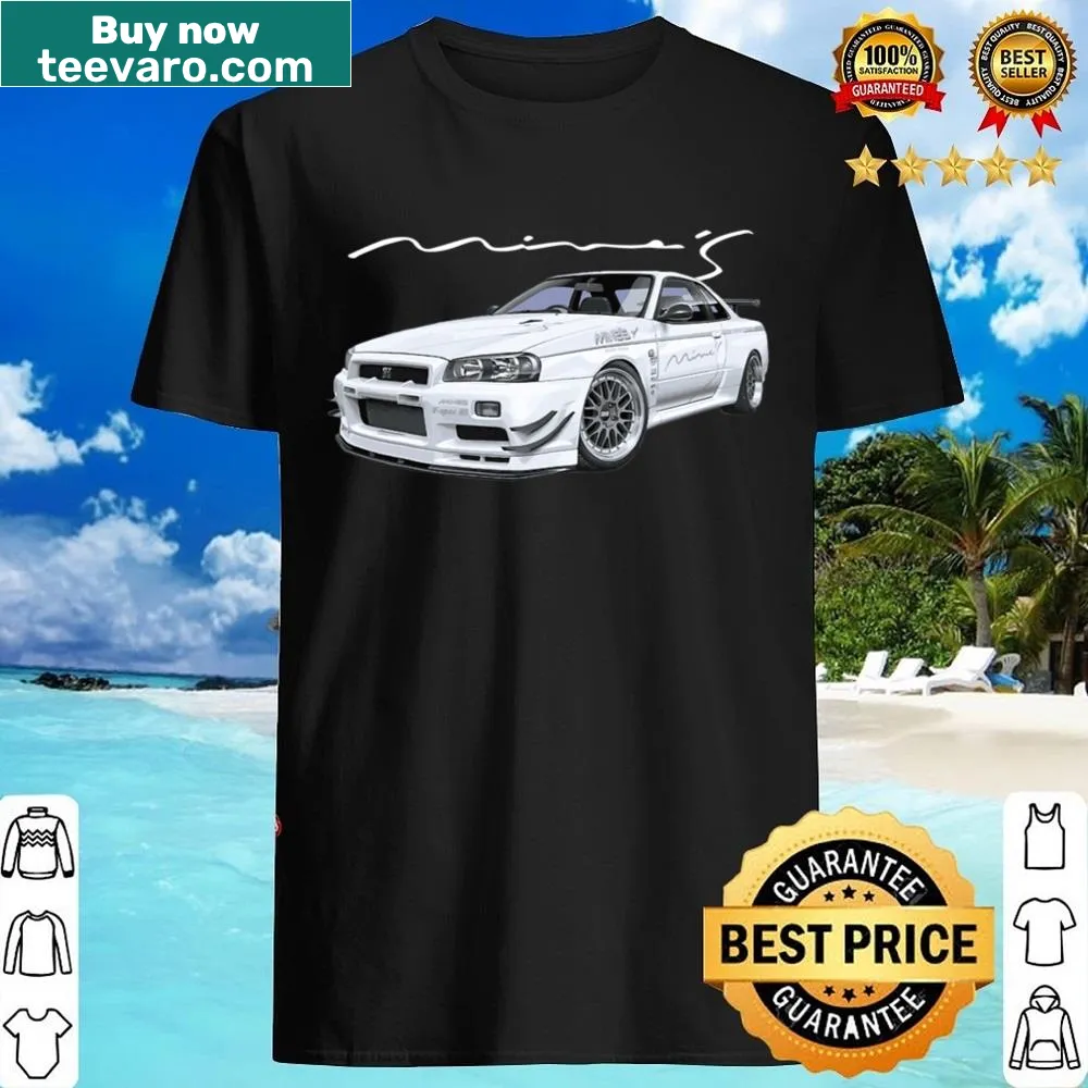 Graphic shirt celebrating the JDM R34 Skyline car