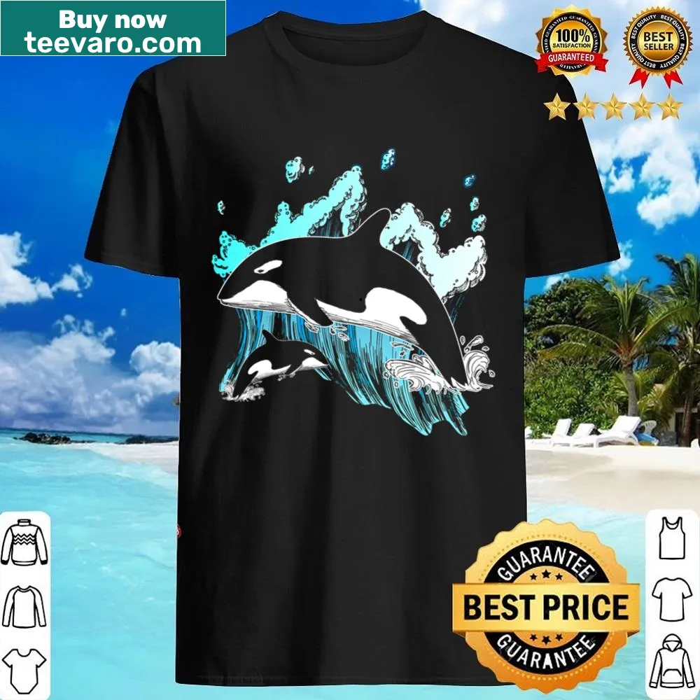 Cute cartoon killer whale shirt for kids.