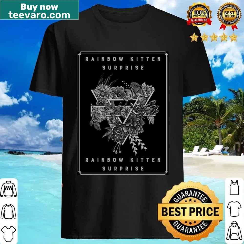 Rainbow Kitten Surprise band shirt with playful graphics.
