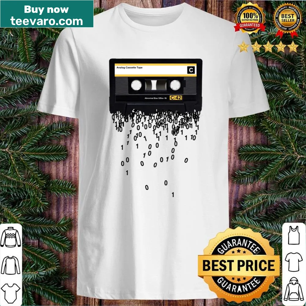 Retro cassette tape graphic on a shirt, evoking nostalgia