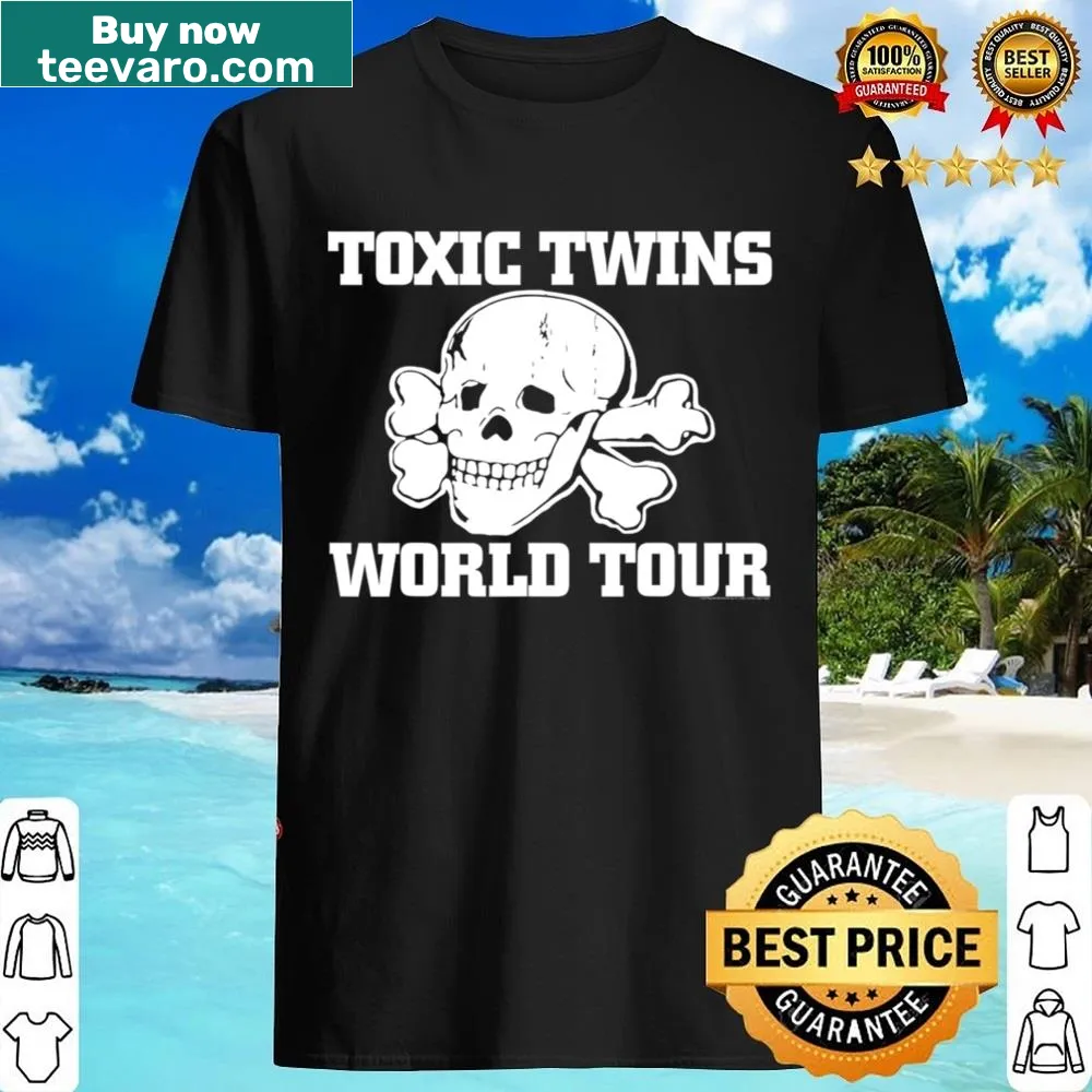 Design celebrating the Toxic Twins on a world tour shirt