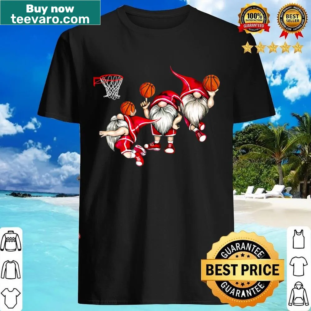 Cartoon gnomes playing basketball on a fun shirt
