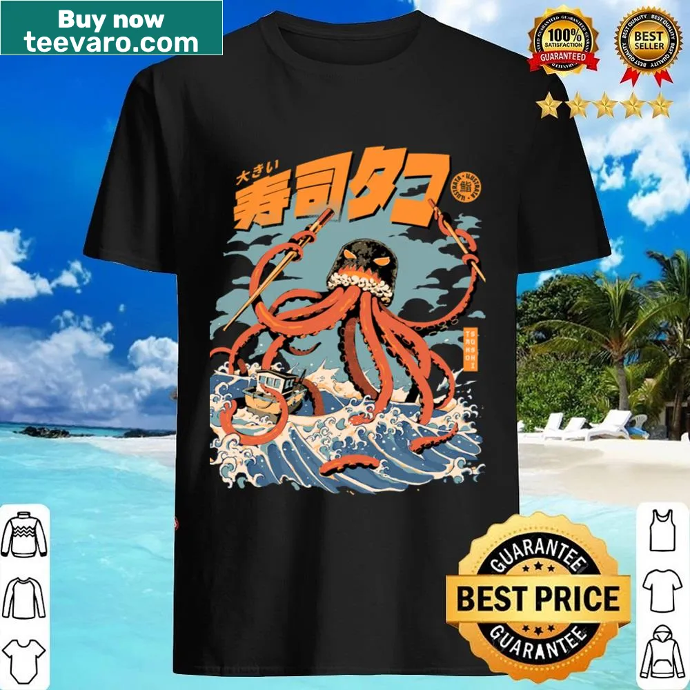 Illustrative shirt celebrating sushi with a focus on tako