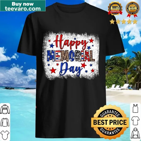 Bleached patriotic shirt with leopard print and text for Memorial Day