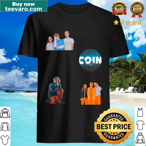 Playful shirt inspired by coin bands and stickers