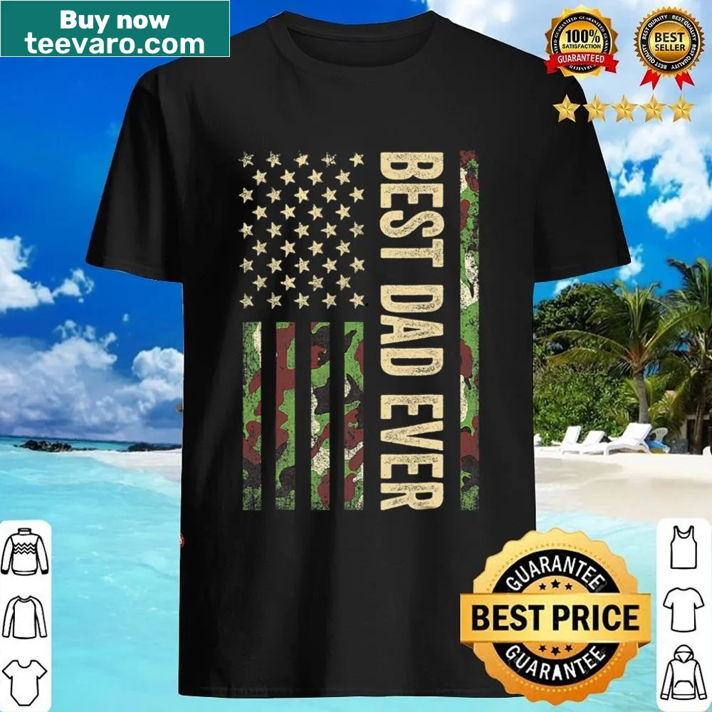 Typography shirt celebrating Best Dad Ever with American flag
